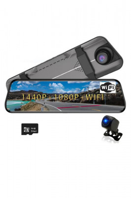 Camera auto DVR, Video, HD 1080P, Camere Fata/Spate, Ecran Tactil, 10 inch, Aplicatie inclusa, Night vision, Senzor miscare, Senzor G, Monitorizare pa foto