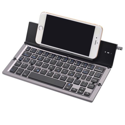 Tastatura Pliabila Super Slim cu Suport pentru Tablete si Telefoane, conectivitate Bluetooth, Compatibila cu Android/iOS/Windows din aliaj de aluminiu foto