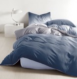 Cumpara ieftin Lenjerie Pat Bumbac 4 Piese cu Elastic Albastru 140x200 cm - Single