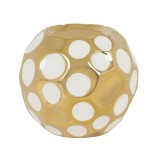 Suport Lumanare din portelan cu Buline, Auriu, 9x9 cm, ATU-089829, Oem
