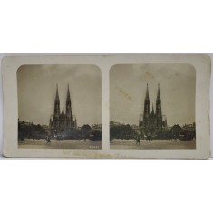 BISERICA VOTIVA VIENA , FOTOGRAFIE STEREOSCOPICA , INCEPUTUL SEC. XX