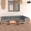 Set mobilier gradina cu perne, 10 piese, lemn masiv de pin GartenMobel Dekor, vidaXL