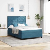 Cumpara ieftin Pat cu arcuri cu headboard Albastru inchis 140 x 200 cm Catifea
