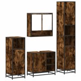Cumpara ieftin Set de mobilier de baie 4 piese Lemn prelucrat de stejar afumat