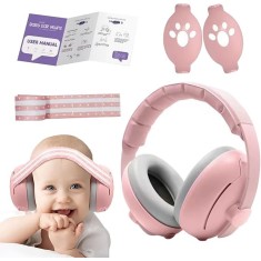 Casti Antifonice 2 in 1 Pentru Bebelusi si Copii 3-48 luni WePro Store, Bentita Elastica Moale si Clasica Superioara, protectie auditiva in medii zgom