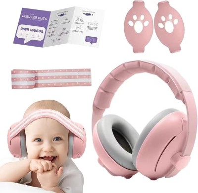 Casti Antifonice 2 in 1 Pentru Bebelusi si Copii 3-48 luni WePro Store, Bentita Elastica Moale si Clasica Superioara, protectie auditiva in medii zgom foto