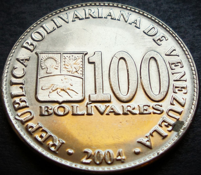 Moneda exotica 100 BOLIVARES - VENEZUELA, anul 2004 * cod 3420