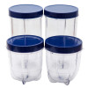 Set 14 accesorii Smoothie Maker, recipiente de forme si cantitati diferite, 2 site, bleumarin, 65150