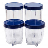 Cumpara ieftin Set 14 accesorii Smoothie Maker, recipiente de forme si cantitati diferite, 2 site, bleumarin, 65150