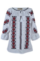 Bluza tip ie dama RD24, alb nature/rosu cardinal , marimea 2XL