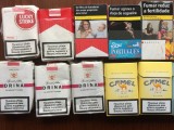 colectie lot 20 pachete goale de tigari pachet tigarete straine camel drina karelia al capone bond portugues lucky strike marlboro