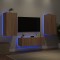 vidaXL Comode TV de perete cu lumini LED, 3 piese, stejar sonoma