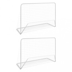 Porți de fotbal cu plase 2 buc. alb 182x61x122 cm oțel