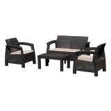 Set mobilier gradina/terasa, maro/cafeniu, 1 masa, 2 scaune,1 scaun dublu, Antigua GartenVIP DiyLine, Strend Pro