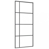 Usa glisanta, negru, 90x205 cm, sticla ESG si aluminiu