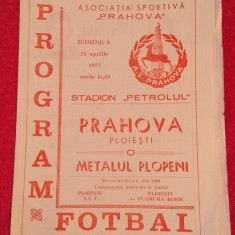 Program meci fotbal PRAHOVA PLOIESTI - METALUL PLOPENI (24.04.1977)