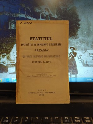 Statutul Societăței Răzășia din com. Tansa-Suhuleț, jud. Vaslui, Roman 1902, 201 foto