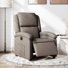 vidaXL Fotoliu rabatabil electric, gri taupe, material textil