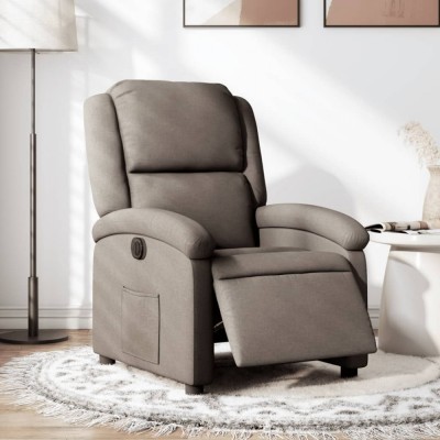 Gossi fotoliu rabatabil electric, gri taupe, material textil foto