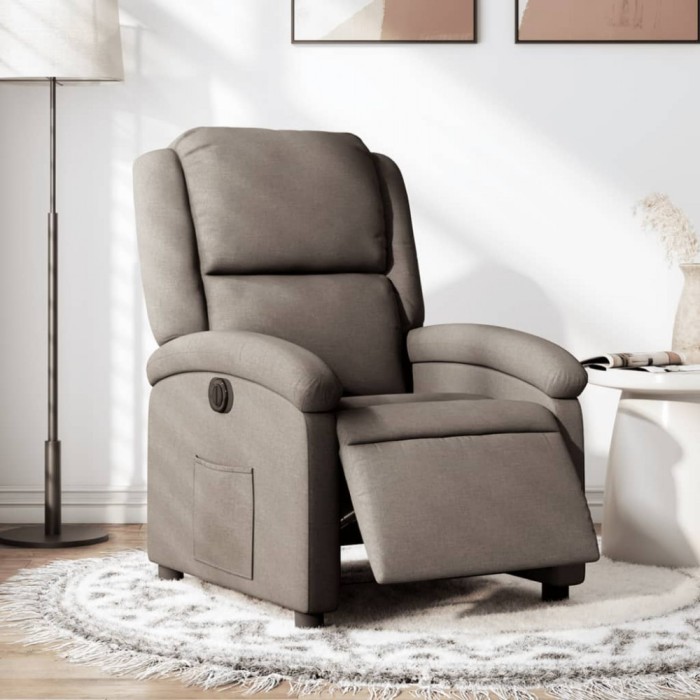 Gossi fotoliu rabatabil electric, gri taupe, material textil