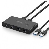 Hub USB UGREEN US216 Two Sharing Switch Box, 4 x USB-A 3.0, Negru
