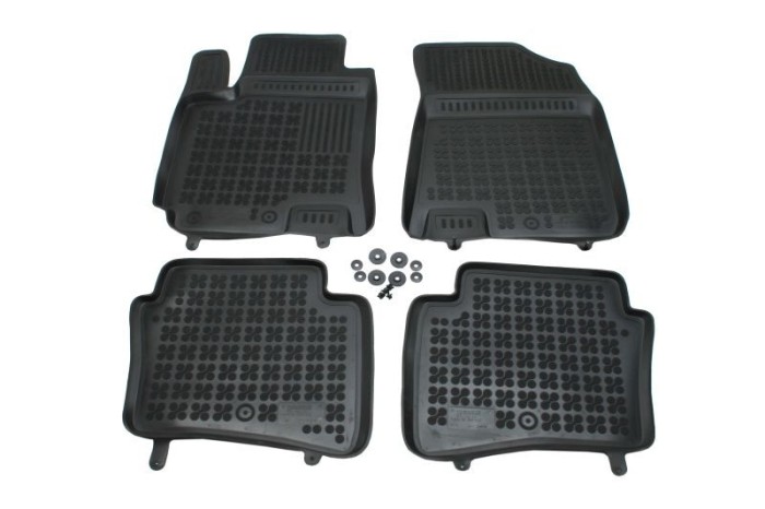 Set covorase auto din cauciuc Hyundai I20, 10.2014-, negru, presuri tip tavita, Rezaw 201616, Aftermarket