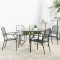 vidaXL Set scaune de gradina stivuibile, 5 buc., antracit, o?el vopsit