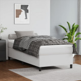 VidaXL Cadru de pat box spring, alb, 90x190 cm, piele ecologică