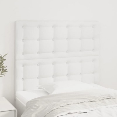 vidaXL Tăblii de pat, 2 buc, alb, 90x5x78/88 cm, piele ecologică 3116411 foto