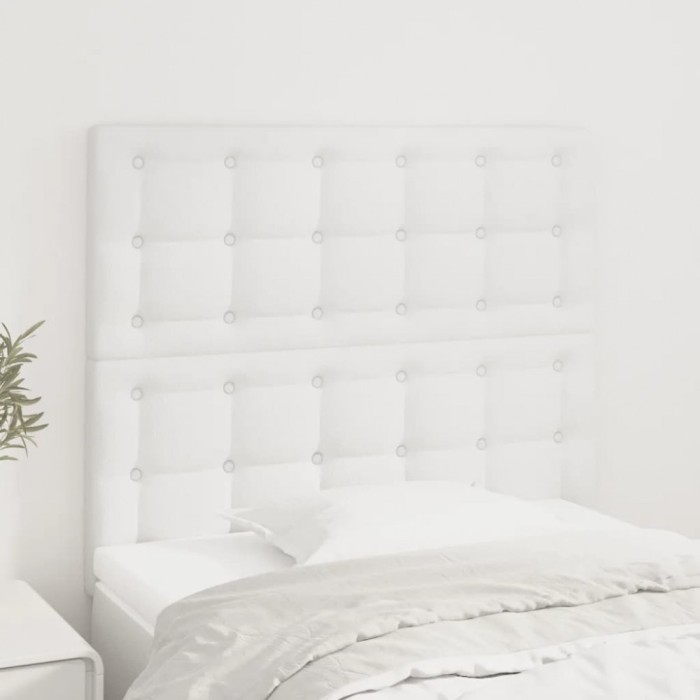 vidaXL Tăblii de pat, 2 buc, alb, 90x5x78/88 cm, piele ecologică 3116411
