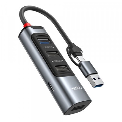 Hub USB / USB-C Yesido HB20, 5in1, Gri foto