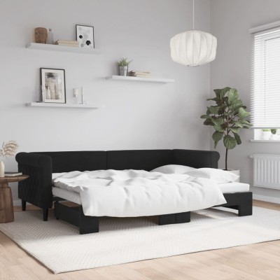 vidaXL Pat de zi cu extensie, negru, 80x200 cm, catifea 3197768 foto