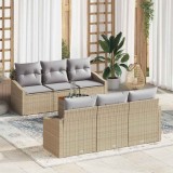 VidaXL Set Canapea de Grădină 7 pcs Bej, gri deschis 55 x 55 x 37 cm