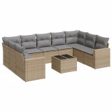 Cumpara ieftin Set canapele de gradina cu perne, 10 piese, bej, poliratan