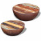 Set măsuță de cafea &icirc;n formă de bol 2 piese lemn masiv reciclat