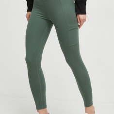 Dkny colanti femei, culoarea verde, neted