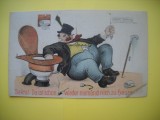 HOPCT 510 C NICAERI NU ESTE CA ...ACASA !!!- IN 1920 AUSTRIA -CARICATURA VECHE-EUROPA --CIRCULATA