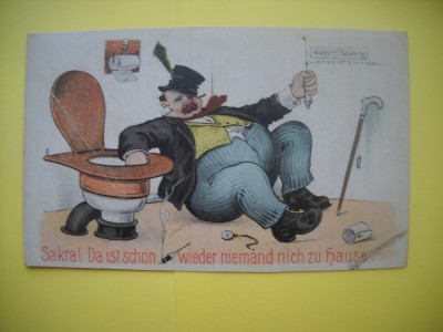HOPCT 510 C NICAERI NU ESTE CA ...ACASA !!!- IN 1920 AUSTRIA -CARICATURA VECHE-EUROPA --CIRCULATA foto