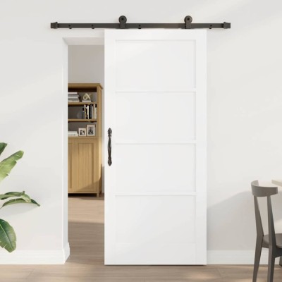 Ușa glisantă cu set de hardware &amp;#039;ORKDAL&amp;#039;Alb Lemn Masiv Pin foto