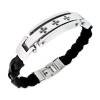 Bratara Barbati Otel Inoxidabil Argintiu Cruce Piele 22cm A4S1892 Bratara inox latime 14mm