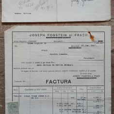 Factura Joseph Fonstein si Fratii, Bucuresti 1937