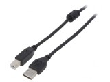 Cablu USB 2.0 A-B Aurit 3m Negru, Gembird