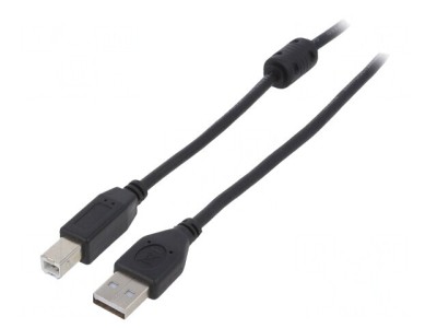 Cablu USB 2.0 A-B Aurit 3m Negru foto