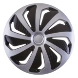 Capac roata Versaco Wind 16 inch argintiu-negru pentru jante din otel, reglare a inelului pentru potrivire, rezistent la impact si conditii meteo