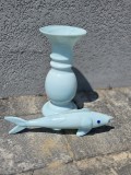 Set decor, peşte + vază. 2 superbe obiecte pentru decor, culoare turco