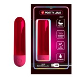 Mini Vibrator Pretty Love, Kiwi, 10 Vibratii, Rosu Metalizat