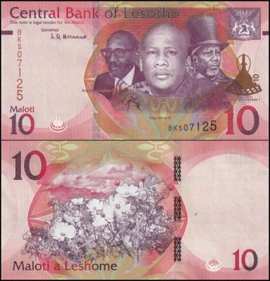 !!! LESOTHO - 10 MALOTI 2021 - P NEW - UNC foto