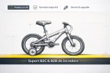 Bicicleta pentru copii DHS Unicorn 12 inch, albastra, cu roti ajutatoare