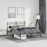 vidaXL Cadru pat metalic cu tăblie de cap/picioare, negru, 135x190 cm 373708