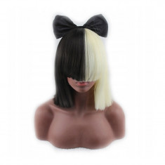 Peruca pentru femei model Sia, din par sintetic Alb/Negru foto